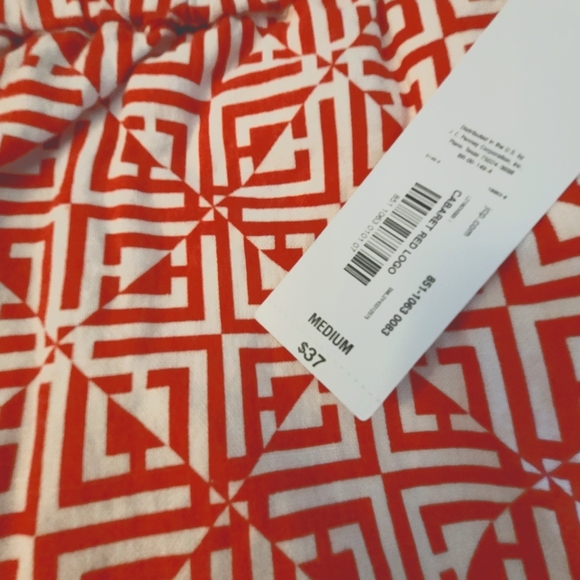 Liz Claiborne New High Waist Flat Front Geometric Red White Shorts, M - Picture 6 of 6